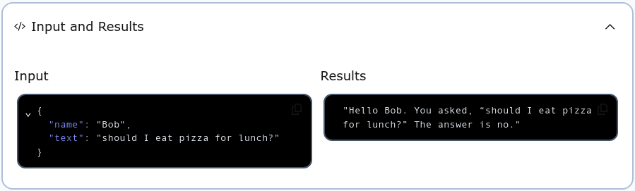 Input and Results